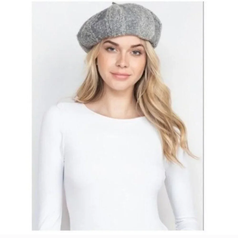 MIXED GRAY BERET HAT-NEW